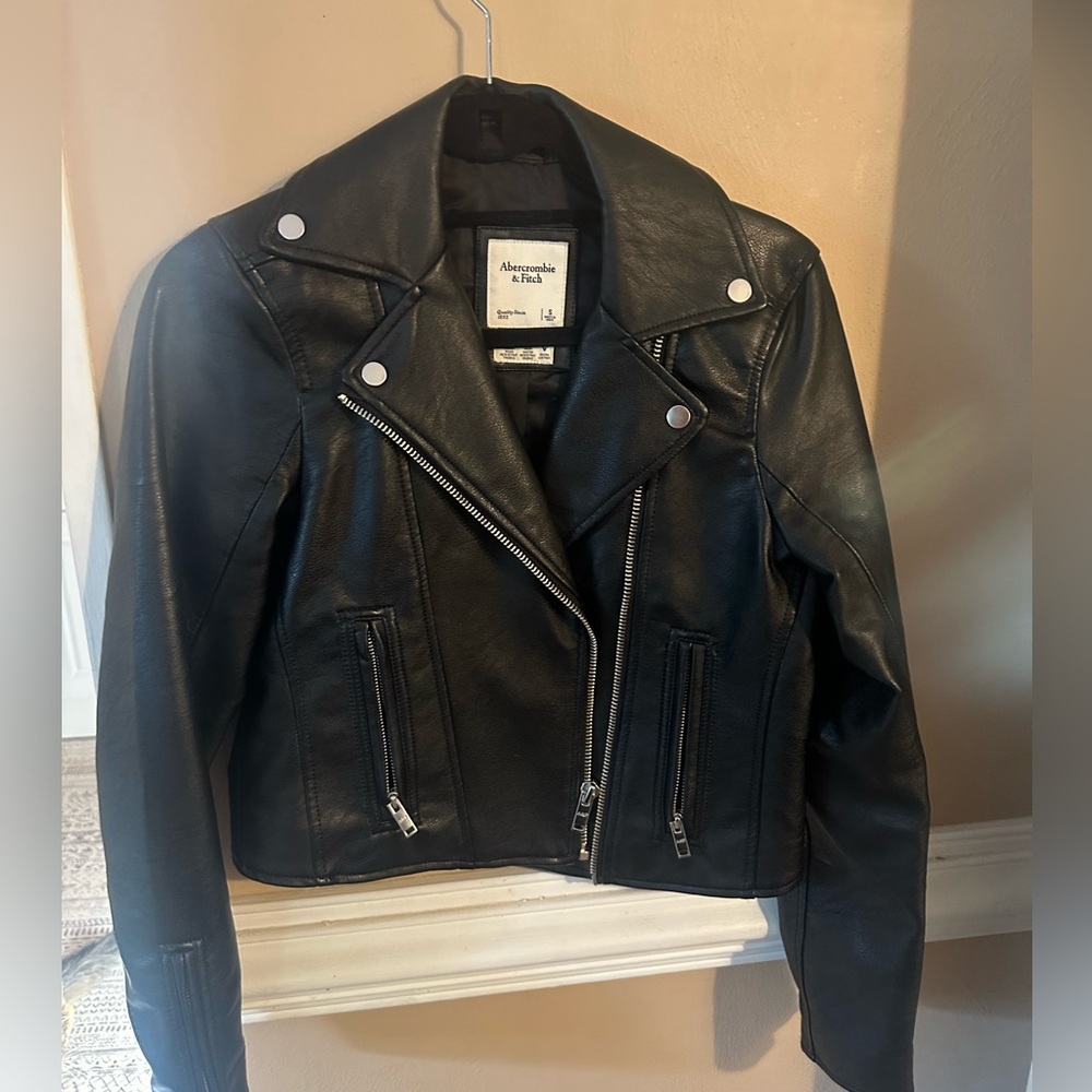 Abercrombie & Fitch Vegan Leather Motto Jacket